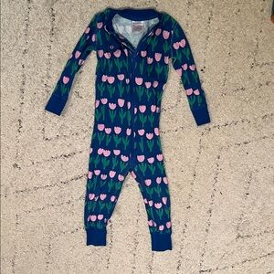 Hanna Andersson Blue and Pink Floral Footie